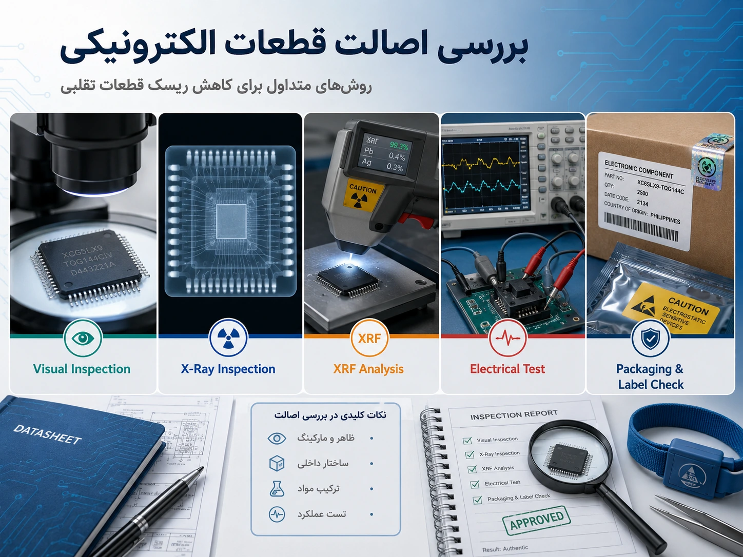 روش های بررسی اصالت قطعات الکترونیکی شامل X-Ray و تست